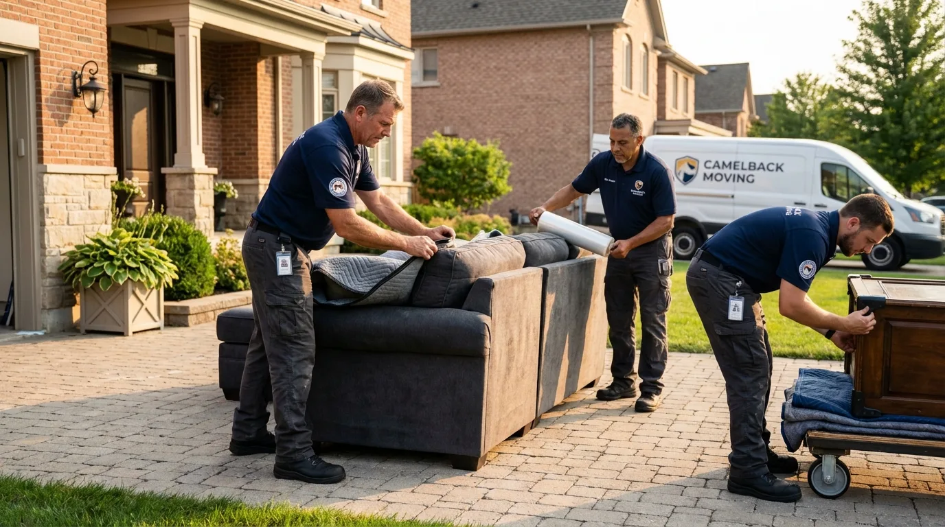 Large estate moving crew wrapping furniture in Elgin, SC